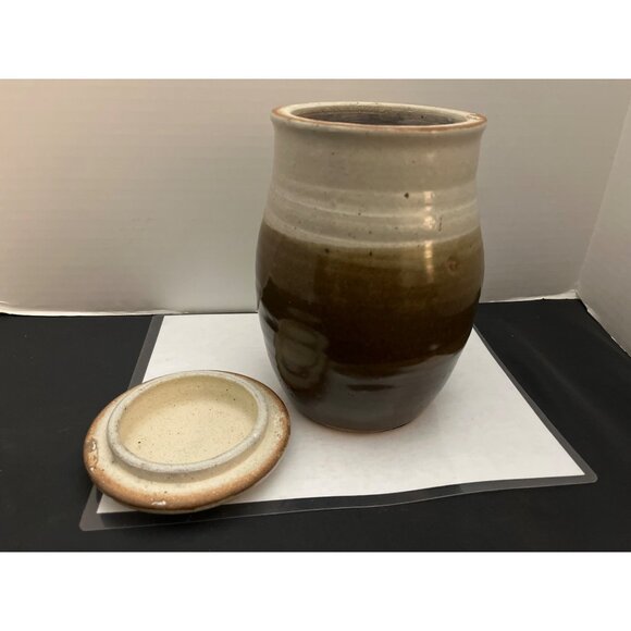 Bill Beisser Glazed Stoneware Pottery Jar With Lid, Signed, 81/4” - Picture 5 of 12